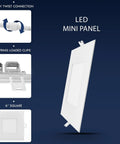 16 Pack 6 Inch Canless Led Recessed Lights With Built In J Box, Slick Mini Panel Spotlights, 5CCT Range 2700K To 5000K, CRI90 Dimmable IC Wet Rated, Clean Flush Trim Fits Like A Glove In Tight Spaces, Easy Peasy Spring Clip Setup - visual of mini panel with spring clips.
