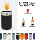 Stainless Steel 12oz Vacuum Insulated Can And Bottle Cooler Keeps Ya Drinks Ice Cold With Double Wall Construction Copper Plated Chiller Metal Cooler For Cans And Bottles Black Finish