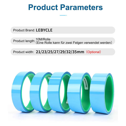 Tubeless Bike Rim Tape For 700C Rims Wide 21 To 35 Mm 10 M Roll Dual Color Blue Exterior Green Interior