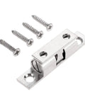 Heavy Duty Double Ball Spring Clip Sliding Door Lock And Gate Bolt Built Tough For Bulletproof Cabinet Latching 50mm chrome latch and screws included.