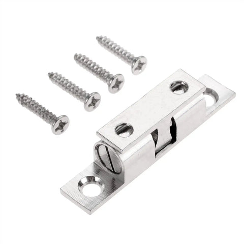 Heavy Duty Double Ball Spring Clip Sliding Door Lock And Gate Bolt Built Tough For Bulletproof Cabinet Latching 50mm chrome latch and screws included.