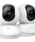 2K Pan Tilt Indoor Security Camera For Baby Monitor And Pet Camera With Motion Detection, 2 Pack shown from front angle