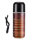 On The Go Electric Travel Mug With Fast Heating Element And Built In Magnetic Stirrer To Keep Your Daily Espresso Or Smooth Matcha Straight Up Hot All Day, with charging cable.