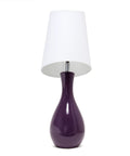 Curved Eggplant Purple Ceramic Table Lamp With Asymmetrical White Shade Tall 29 Inch Accent Light For Living Room