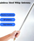 Hand holding Heavy Duty 201 Stainless Steel Whip Antenna Telescopic 5.6 Meter With M10 External Thread For JPC 12 Mount