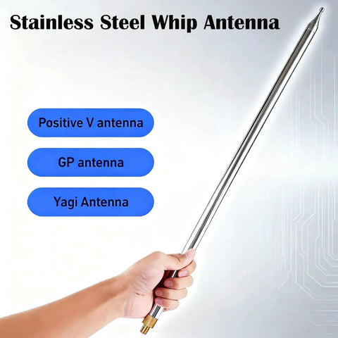 Hand holding Heavy Duty 201 Stainless Steel Whip Antenna Telescopic 5.6 Meter With M10 External Thread For JPC 12 Mount