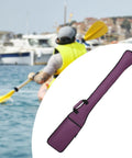 Dragon Boat Paddle Bag Must Have Kayak Paddle Pouch With Quick Dry Cover Waterproof Oxford Cloth Protective Carry Case Adjustable Strap For Water Sports Gear Organizer Purple displayed near kayaking scene