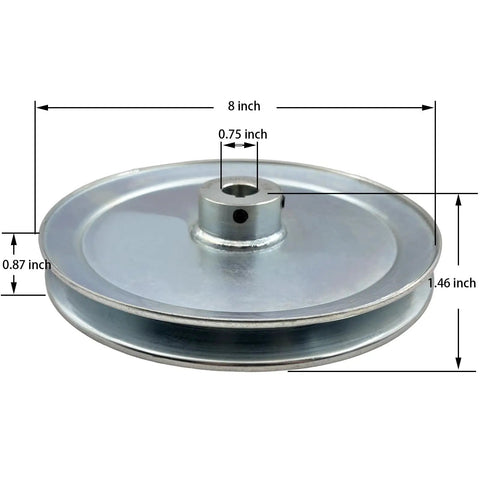 Beefy Eight Inch One Groove V Belt Pulley With Three Quarter Inch Bore 1020 Steel Zinc Plated Durable Motor Pulley For A B 5L 4L V Belts Includes Keyseat Screws And Wrench