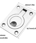 Flush Ring Pull Handles Set Of 2 In Stainless Steel 304 For Boat Hatch Latch And Cabinet Flush Mount Lifting Ring Pull Handle With 8 Mount Screws Recessed Face Plate Measures 2.47 By 1.76 Inches 0.09 Inch Thick Durable For Indoor Use