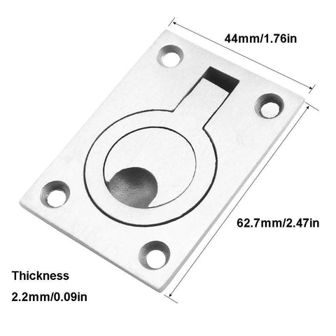 Flush Ring Pull Handles Set Of 2 In Stainless Steel 304 For Boat Hatch Latch And Cabinet Flush Mount Lifting Ring Pull Handle With 8 Mount Screws Recessed Face Plate Measures 2.47 By 1.76 Inches 0.09 Inch Thick Durable For Indoor Use