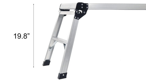 Side view of foldable 19.8 inch Heavy Duty Aluminum Work Platform Ladder, 30 x 12 x 20 inch platform, showing sturdy legs.