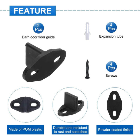 2 Pack T Shape Sliding Barn Door Bottom Floor Guides Matte Black With Screws And Anchors Concealed Track Hardware
