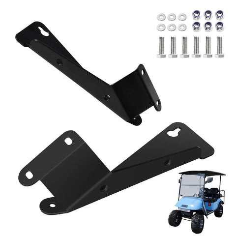 EZGO TXT LED Golf Cart Headlight Bar Bracket Kit for easy install, durable black aluminum brackets with screws, quick clip mounts