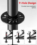 Close-up of FZZD 5000-lb A-frame trailer jack with black post and 9-hole base plate.