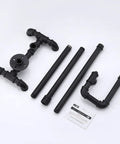 Components of Rustic Farmhouse Toilet Paper Holder Stand With Reserve, Industrial Pipe Style Black Bathroom Storage