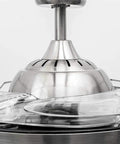 Close-up of the 36 Inch Invisible Ceiling Fan With Remote Control, Retractable Clear Blades, Chandelier Fandelier With Light.
