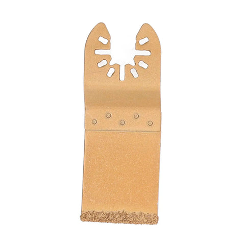 Close-up of rectangle blade from Oscillating Saw Blade Set for Tile and Marble Brazed Emery Multitool Blades 3 Piece.