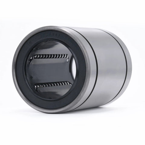 Premium LM35UU Linear Ball Bearings 35 X 52 X 70mm Double Sealed Shaft Guide Slide Bushing view showing chrome steel and rubber seals.