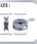 Dimensions of 20 Pack V Groove Bearings V623ZZ Carbon Steel Double Shielded Miniature Pulley for Rail Track Linear Motion