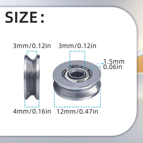 Dimensions of 20 Pack V Groove Bearings V623ZZ Carbon Steel Double Shielded Miniature Pulley for Rail Track Linear Motion