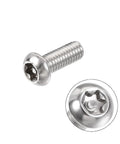 M6x16mm Torx Security Pan Head Machine Screws In 20 Piece Set Premium 304 Stainless Steel Fasteners, detailed view of fastener head.