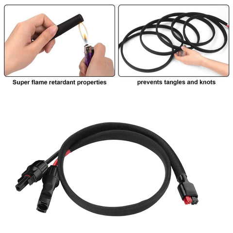 Beefy 10AWG Solar Panel Cable Kit for RV Marine Boat and Portable Solar Generators Power Stations 60cm Long Durable Wiring with Connectors