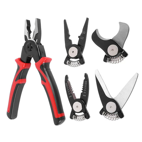 5 In 1 Pliers Set Built Tough For Cutting Sheet Metal And Wires With Stripping, Crimping, Cable Cutting, Soldering, And Wire Cutting Tools