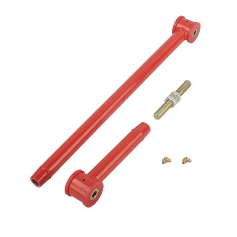 Adjustable Rear Suspension Panhard Track Bar For A Smoother Quiet Ride And Precise Handling With Grease Grooved Bushing Design Keeps Lubrication In For Low Noise And Long Life Heavy Duty Steel Construction Easy Install Fits Modern Trucks And SUVs, red steel rear bar and hardware