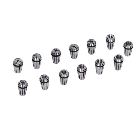 Big Time 13 Piece ER11 Spring Collet Set 1mm To 7mm For Milling Lathe Chuck Kit with 13 collets arranged in two rows
