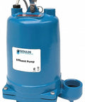 Top Notch Workhorse Submersible Effluent Pump 1.5 HP 230 Volt Cast Iron Build, blue pump for basement flooding and drainage.