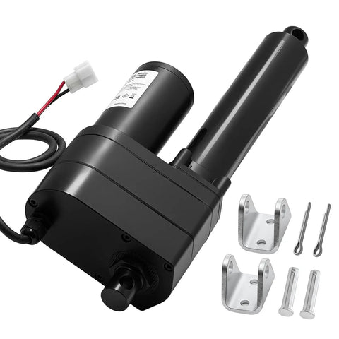12V Beefed Up 6 Inch Stroke Linear Actuator With 2023 Lbs Thrust 9000N IP65 Waterproof At 0.2 Inches Per Second includes mounting brackets