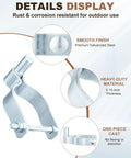 Four Pack Chain Link Fence Gate Male Hinges For 2-3/8 Inch OD Post Or Pipe With 5/8 Inch Pin Galvanized Steel Construction Rust Resistant Weatherproof Gate Hardware For Quick Easy Installation showing galvanized steel, 0.15-inch thickness