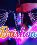 Edgy Punk Waist Chain Belt Black Leather Harness With Silver Layered Chains Snatching That Hip Curve Adjustable Fit shown on models.