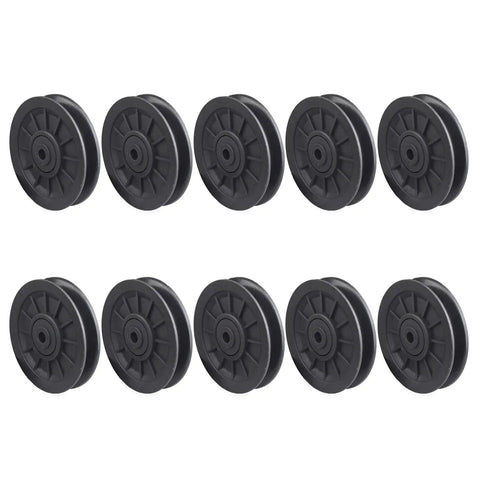 Heavy Duty Pulley Wheel Set For Cable Fitness Machines, round black nylon pulley wheels, 10-pack