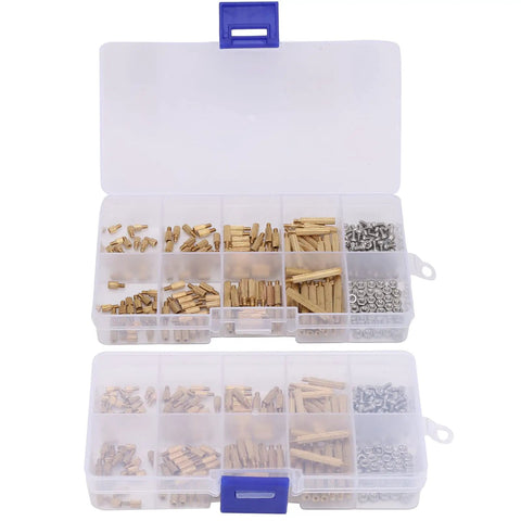 Brass M2 Standoff Spacer Kit For Builders And DIYers With 260 Piece Nut And Spacer Set For Motherboards Electronics And Projects Featuring Pro Grade Multi Lengths 3 To 20mm For Precise Threads Easy Mounting And Secure Fastening, in organizer box