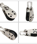 Heavy Duty Nylon Marine Pulley Set Stainless Steel Bearing Rope Runner Blocks for kayaks sailboats and yachts close-up