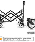 Versatile Collapsible Folding Wagon Cart Heavy Duty Utility Wagon With All Terrain Wheels For Camping Beach Garden Tailgate Outdoor Sports And Easy Storage Red Built For Haul And Go Adventure frame showing wheels and frame size