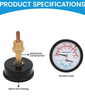 Dual Display Boiler Gauge Kit With 2.5 Inch Dial That Reads Pressure And Temperature, black iron casing, brass core, double scale gauge