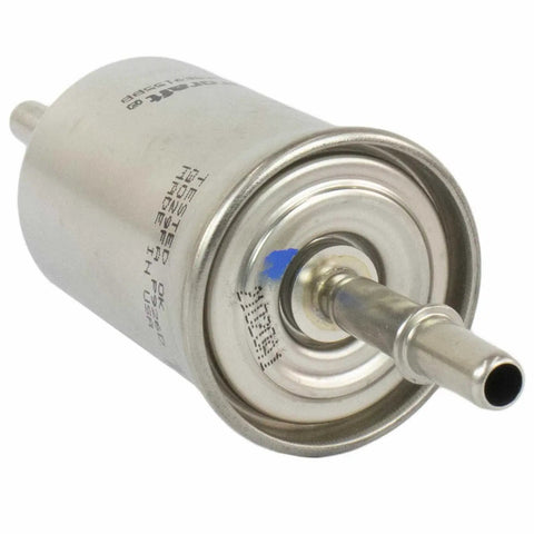 FG-1083 Fuel Pump Filter Assembly For Ford Vehicles, metal exterior, view of fuel inlet, for Edge, Explorer, Mustang, F-150