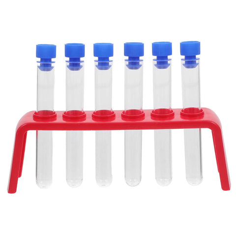 Red Plastic Six Hole Test Tube Rack And Holder For Upright Tubes Burette Stand Secure Lab Organization And Stable Support