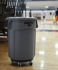 Dolly For Heavy Duty 20 To 55 Gallon Waste Cans With Easy Mobility And Secure Twist Lock Supports Up To 250 Pounds seen in gym