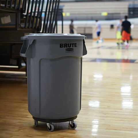 Dolly For Heavy Duty 20 To 55 Gallon Waste Cans With Easy Mobility And Secure Twist Lock Supports Up To 250 Pounds seen in gym