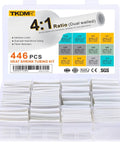 Pro Grade 446 Piece Heat Shrink Tubing Kit With Four To One Shrink Ratio Adhesive Lined White Marine Grade Industrial Tubing in box