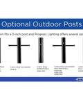 Illustration of optional 3-inch outdoor posts for One Light Clear Beveled Glass Traditional Outdoor Post Lantern In Polished Brass For Gardens Patios And Walkways A Classic Weather Resistant Exterior Lighting Fixture With Easy Install And Timeless Style, featuring different pole configurations.