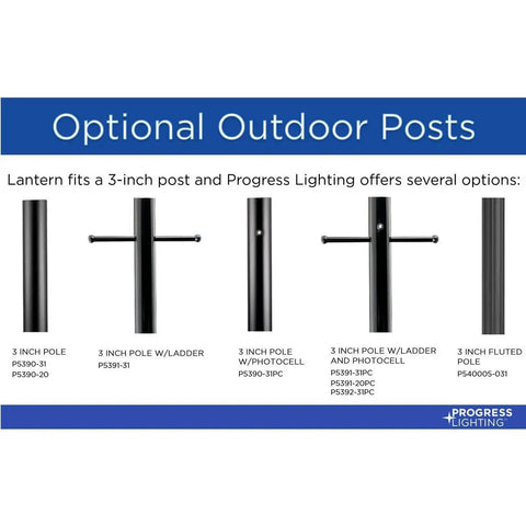 Illustration of optional 3-inch outdoor posts for One Light Clear Beveled Glass Traditional Outdoor Post Lantern In Polished Brass For Gardens Patios And Walkways A Classic Weather Resistant Exterior Lighting Fixture With Easy Install And Timeless Style, featuring different pole configurations.