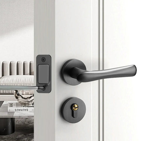 2 Piece Deadbolt Strike Plate Set With Large Hole, Round Corner 1 Inch By 2 And A Quarter Inch Stainless Steel Door Back Plate In Black