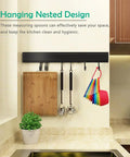 12 Piece Measuring Cups And Spoons Set Colorful Kitchen Tools For Quick Prep Durable Nesting Design hanging in kitchen.