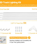13Ft H Type Track Lighting Kit In White With Floating Canopy Connector End Caps Live End Feeds I T L Connectors Includes Four 3.3Ft Rails