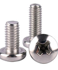 Close-up of 20 Pack 1/4-20 x 1/2 Pan Head Phillips Machine Screws 304 Stainless Steel 18-8 Full Thread Corrosion-Resistant Fasteners