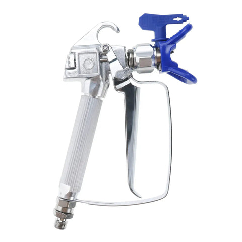 Slick Pro Series Airless Paint Spray Gun Kit with blue tip, ergonomic handle, and metallic finish for smooth paint application.